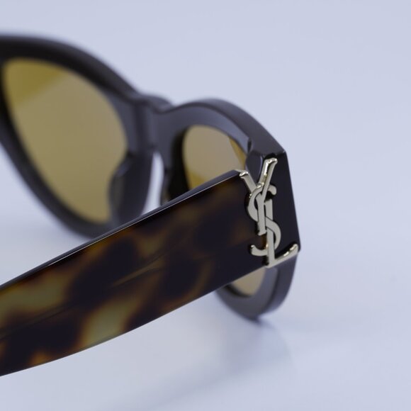 Saint Laurent SLM94 010 Sunglasses Brown Cat Eye Frame, Nicotine Lenses